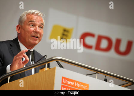 Weingarten, Allemagne. 06Th Mai, 2019. Thomas Strobl, président de la CDU, et le ministre de l'intérieur du Bade-Wurtemberg, s'exprime à l'État partie de conférence la CDU en Bade-Wurtemberg. Credit : Karl-Josef Opim/dpa/Alamy Live News Banque D'Images