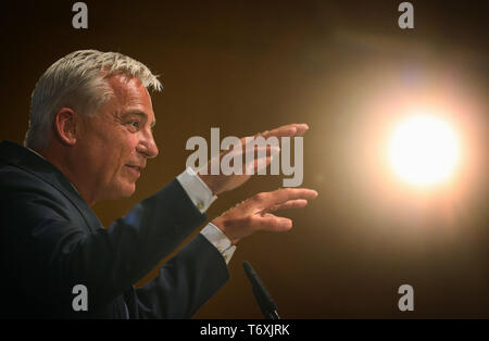 Weingarten, Allemagne. 06Th Mai, 2019. Thomas Strobl, président de la CDU, et le ministre de l'intérieur du Bade-Wurtemberg, s'exprime à l'État partie de conférence la CDU en Bade-Wurtemberg. Credit : Karl-Josef Opim/dpa/Alamy Live News Banque D'Images