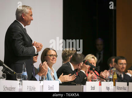 Weingarten, Allemagne. 06Th Mai, 2019. Thomas Strobl, président de la CDU, et le ministre de l'intérieur du Bade-Wurtemberg, est sur le podium à l'État partie de conférence la CDU en Bade-wurtemberg après son discours. Credit : Karl-Josef Opim/dpa/Alamy Live News Banque D'Images