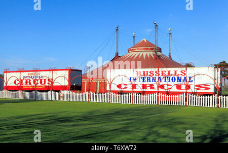 International du Cirque Russells, exposition itinérante, Big Top tente, Hunstanton, Norfolk, UK Banque D'Images