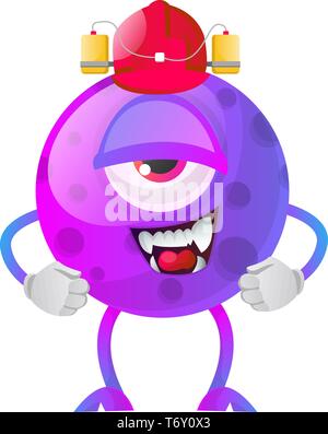 Ivre un oeil vecteur illustration monstre violet sur fond blanc Illustration de Vecteur