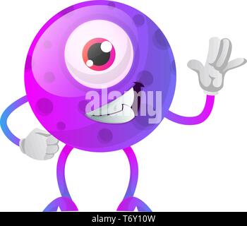 Cool un eyed monster violet forme illustration vecteur sur fond blanc Illustration de Vecteur