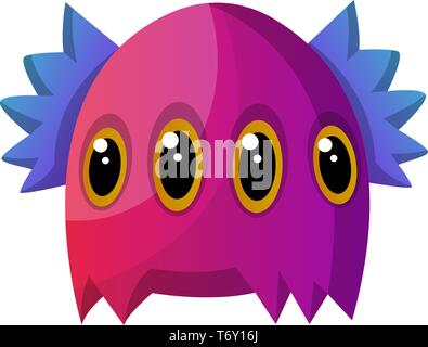 Purple Monster avec quatre yeux illustration vecteur sur fond blanc Illustration de Vecteur