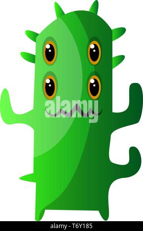 Quatre-eyed monster vert avec des épines illustration vecteur sur fond blanc Illustration de Vecteur