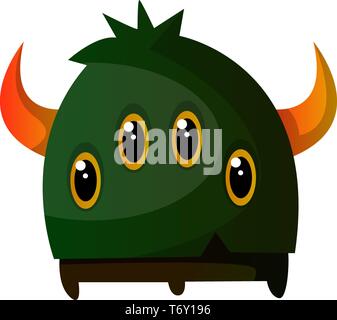 Quatre-eyed monster vert avec une corne vecteur illustration sur fond blanc Illustration de Vecteur
