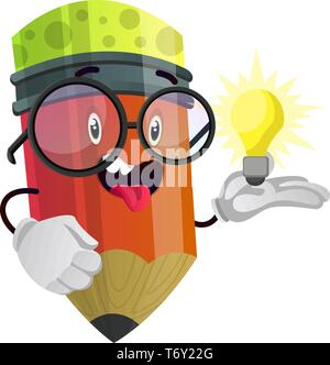 Crayons rouge ampoule électrique a vector illustration sur fond blanc Illustration de Vecteur