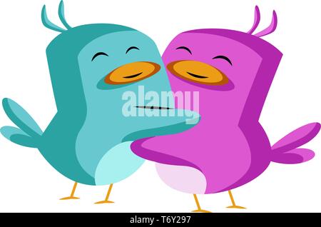 Amour violet vector illustration romantique Saint-Valentin carte oiseau animal fond coeur design cartoon cute couple jour fête vacances belle roma Illustration de Vecteur
