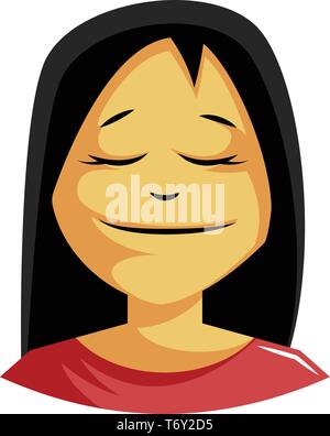 Femme calme avec de longs cheveux noirs sur fond blanc vector illustration Illustration de Vecteur