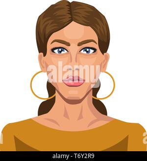 Brune aux yeux bleus sur fond blanc vector illustration Illustration de Vecteur