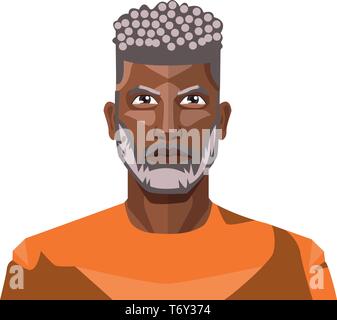 Guy africains avec les cheveux gris et sa barbe vecteur illustration sur fond blanc Illustration de Vecteur