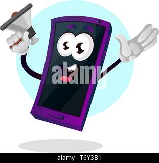 Haut-parleur téléphone holding vecteur illustration sur fond blanc Illustration de Vecteur