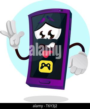 Mobile fatigué agitant emoji vecteur illustration sur fond blanc Illustration de Vecteur