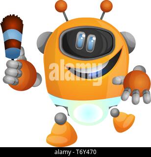 Robot ménage vecteur illustration sur fond blanc Illustration de Vecteur