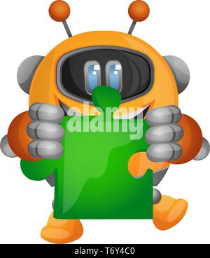 Robot de dessin animé avec une pièce du puzzle illustration vecteur sur fond blanc Illustration de Vecteur