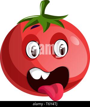 Tomate rouge coller sa langue vecteur illustration sur fond blanc Illustration de Vecteur