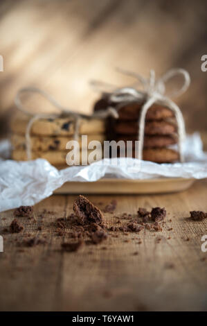Divers sablés, biscuits d'avoine, pépites de chocolat biscuit. Banque D'Images