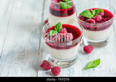 Le panna cotta est un dessert italien traditionnel. Banque D'Images