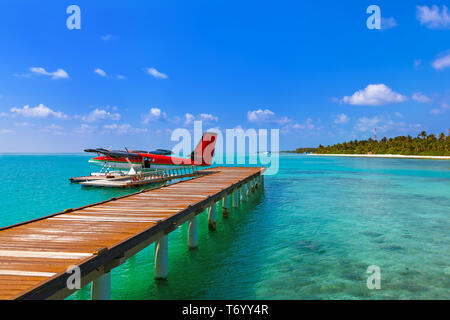 Seaplane à Maldives Banque D'Images