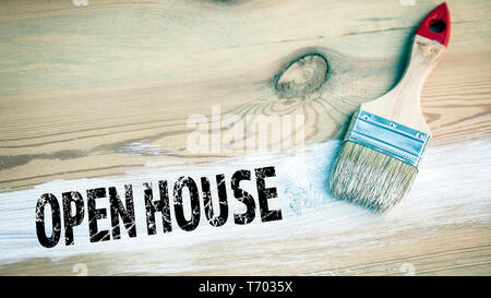 Open House. paintbrush de couleur blanche Banque D'Images