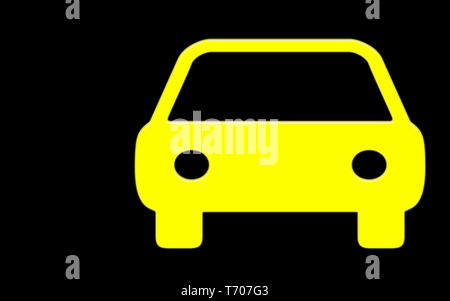 Abstract neon jaune vif taxi isolé sur un fond noir Banque D'Images