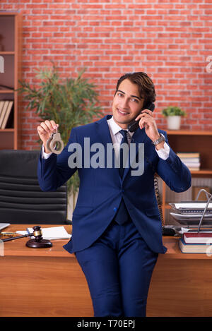 Beau jeune avocat travaillant dans son bureau Banque D'Images