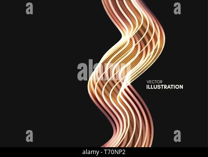 Fond ondulé avec effet de mouvement. La technologie 3D, style. Vector illustration. Illustration de Vecteur