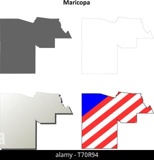 Le Comté de Maricopa, Arizona contour plan set Illustration de Vecteur