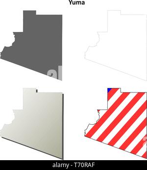 Le Comté de Yuma, Arizona contour plan set Illustration de Vecteur