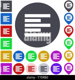 Alignez à gauche l'icône, bouton, le jeu de symboles Illustration de Vecteur