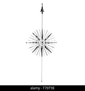 L'icône boussole rose des vents Vintage logo vector modèle. Charte éolienne, les navigateurs carte, Rose des Vents, fleur du vent, Illustration de Vecteur