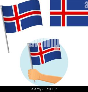 L'Islande drapeau dans la main. Contexte patriotique. Drapeau national de l'Islande vector illustration Illustration de Vecteur