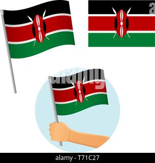 Kenya drapeau dans la main. Contexte patriotique. Drapeau national du Kenya vector illustration Illustration de Vecteur