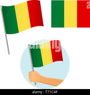 Mali drapeau dans la main. Contexte patriotique. Drapeau national du Mali vector illustration Illustration de Vecteur