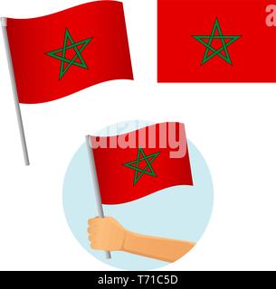 Maroc drapeau dans la main. Contexte patriotique. Drapeau national du Maroc vector illustration Illustration de Vecteur