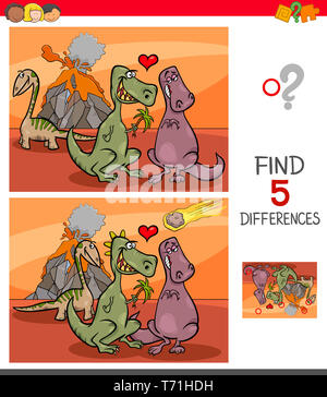 Trouver les différences jeu avec les dinosaures Banque D'Images