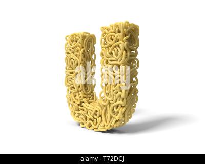 Et nouilles en forme de lettre U spaghetti bouclés. pour la cuisson. 3d illustration Banque D'Images