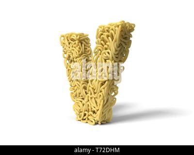 Et nouilles en forme de lettre V spaghetti bouclés. pour la cuisson. 3d illustration Banque D'Images
