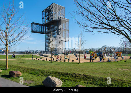 Deutschland, NRW, Kreis Düren, Inden, Indemann, ein 36 m hohen Aussichtsturm auf der Goltsteinkuppe Banque D'Images