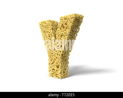 Et nouilles en forme de lettre Y spaghetti bouclés. pour la cuisson. 3d illustration Banque D'Images