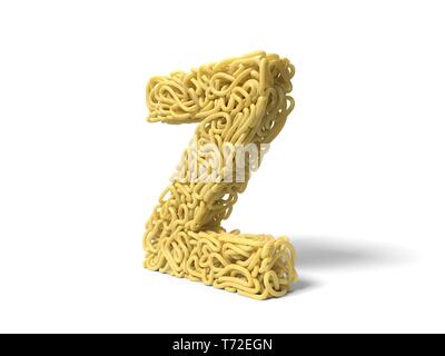 Et nouilles en forme de lettre Z. pour la cuisson des spaghettis bouclés. 3d illustration Banque D'Images
