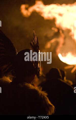 Jusqu'Helly Aa cuisine gravure navire. Up Helly Aa est un viking fire festival unique à l'Îles Shetland, au nord de l'Écosse, au Royaume-Uni. Banque D'Images