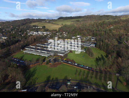 Drone aérien vue de Université de Stirling campus Banque D'Images