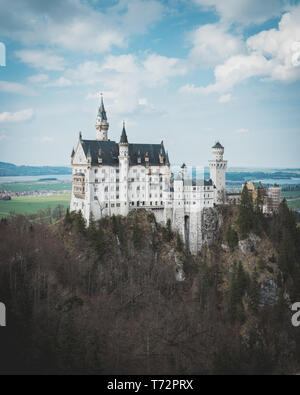 Moody le château de Neuschwanstein en Allemagne, Fussen Banque D'Images