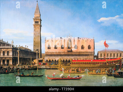 Canaletto, le Bucintoro au Molo le jour de l'Ascension, peinture à l'huile sur toile, vers 1745 Banque D'Images