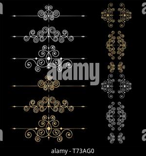 Ensemble d'éléments de décoration page vecteur ou monogrammes. Peut être utilisé pour la conception de livres, cartes, menus, publicités, tattoo etc. Illustration de Vecteur