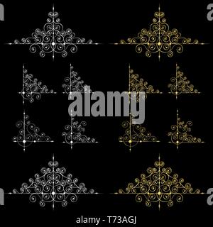 Ensemble d'éléments de décoration page vecteur ou monogrammes. Peut être utilisé pour la conception de livres, cartes, menus, publicités, tattoo etc. Illustration de Vecteur