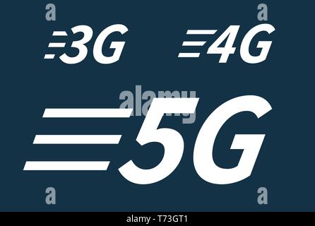 5G 4G 3G Icône ou symbole de générations internet sans fil mobiles ou la connexion réseau Illustration de Vecteur