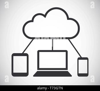 Différents appareils connectés grâce au cloud computing network icône vecteur Illustration de Vecteur