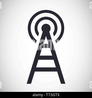 Tour de transmission de radio communication ondes signal icône vecteur Illustration de Vecteur