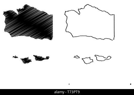 Comté de Santa Barbara, Californie (comtés de Californie, États-Unis d'Amérique,USA, États-Unis, US) map vector illustration gribouillage, croquis Santa Maria Illustration de Vecteur